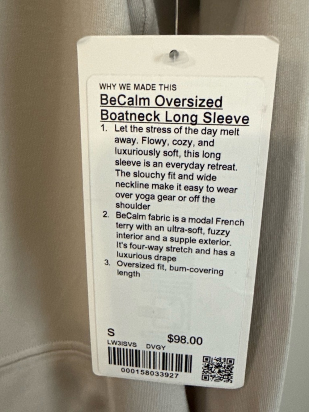 lululemon oversized boatneck Top in Light Taupe - Picture 5 of 6